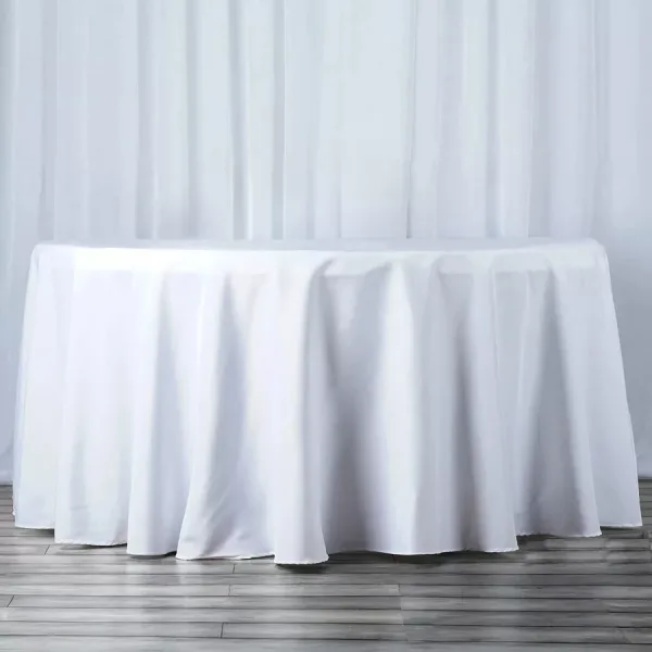 120 Inch Round White Tablecloth